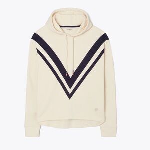 Tory Sport French Terry Chevron Hoodie - Ivory